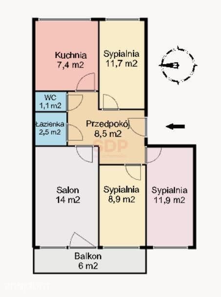Super cena - 4 pokoje z balkonem na Gaju - zdjęcie 5