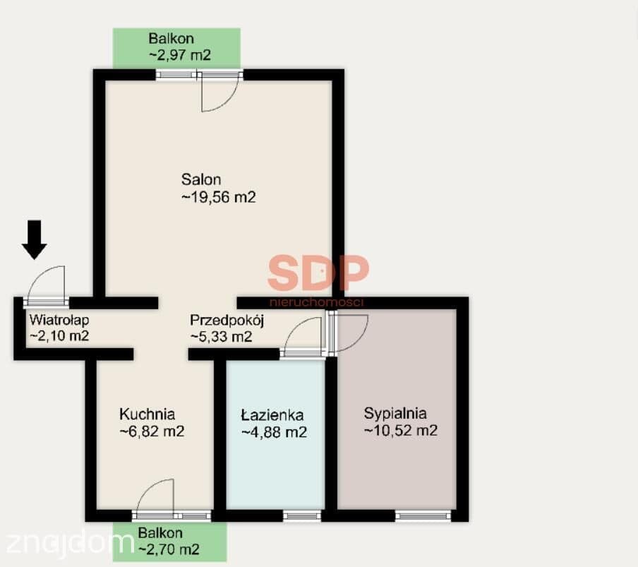 2- pokojowe mieszkanie z osobną kuchnią | 2 balkony - zdjęcie 13