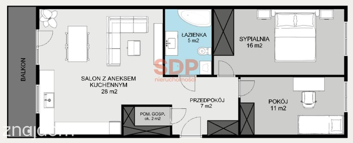 70 m2 | 3 pokoje | balkon | garaż | KRZYKI - zdjęcie 15