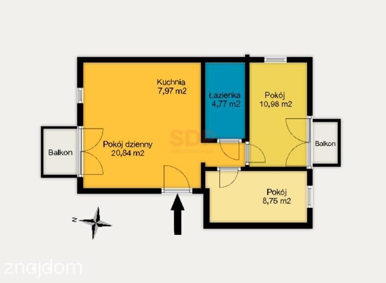 Duży salon o pow. 20,84m2, garaż i komórka, 2-balkony - zdjęcie 3
