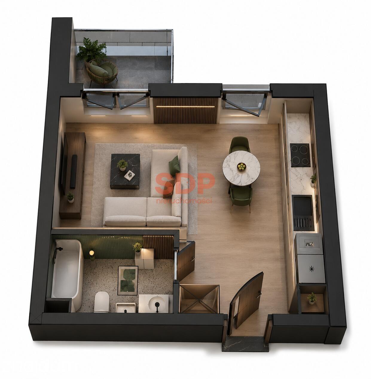 Apartament typu studio z balkonem na Starym Mieście - zdjęcie 3