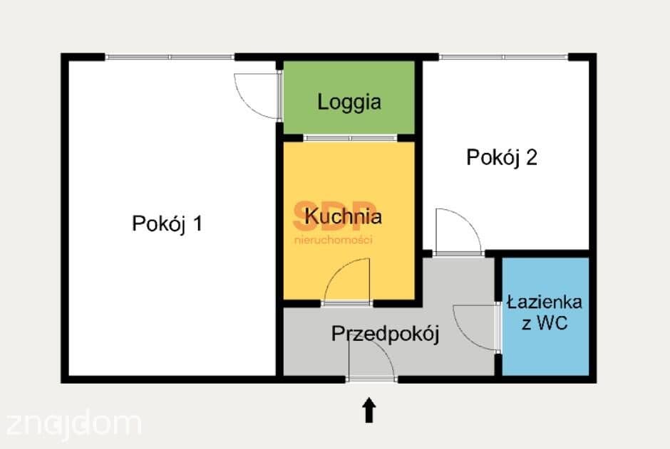 Psie Pole, os. Rycerskie, 2 pokoje, rozkład, 43 m2, loggia, komórka - zdjęcie 3
