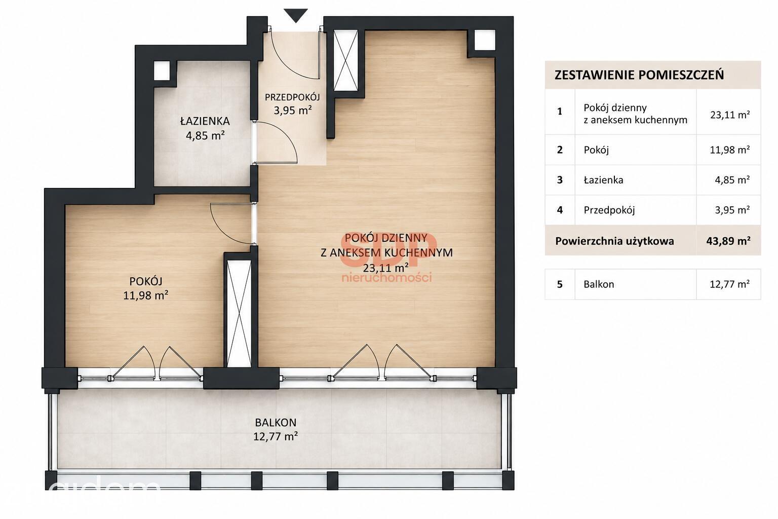 Przestronne 2 pokoje z balkonem 13 m² na Starym Mieście - zdjęcie 3