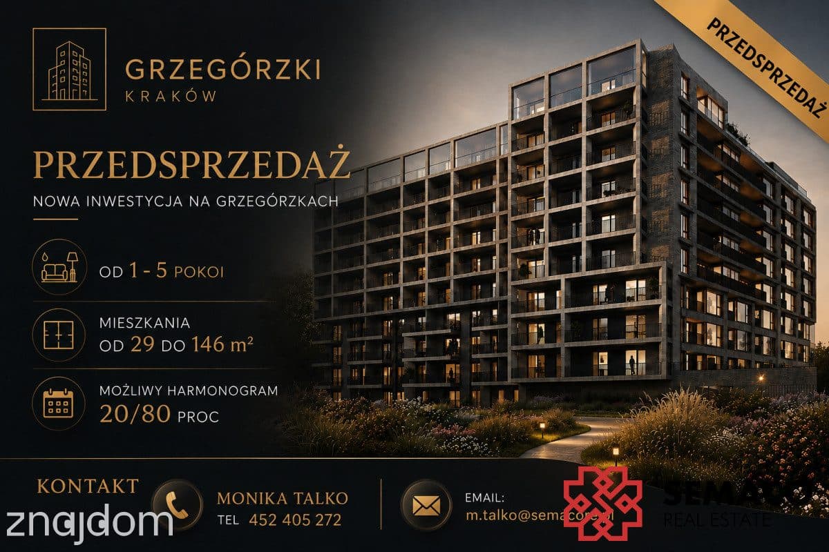 Przedsprzedaż/3 pok/Grzegórzki/bez PCC/