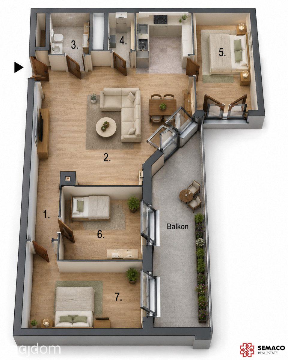 Przedsprzedaż| 4-pok mieszkanie| 78.25 m²| balkon - zdjęcie 2