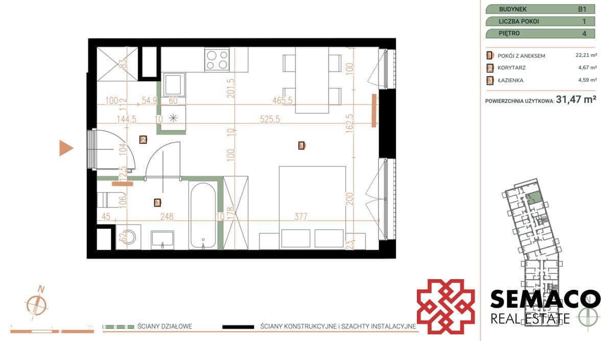 31,47 m2 |ul. Portowa| kawalerka.| BEZ PROWIZJI - zdjęcie 11