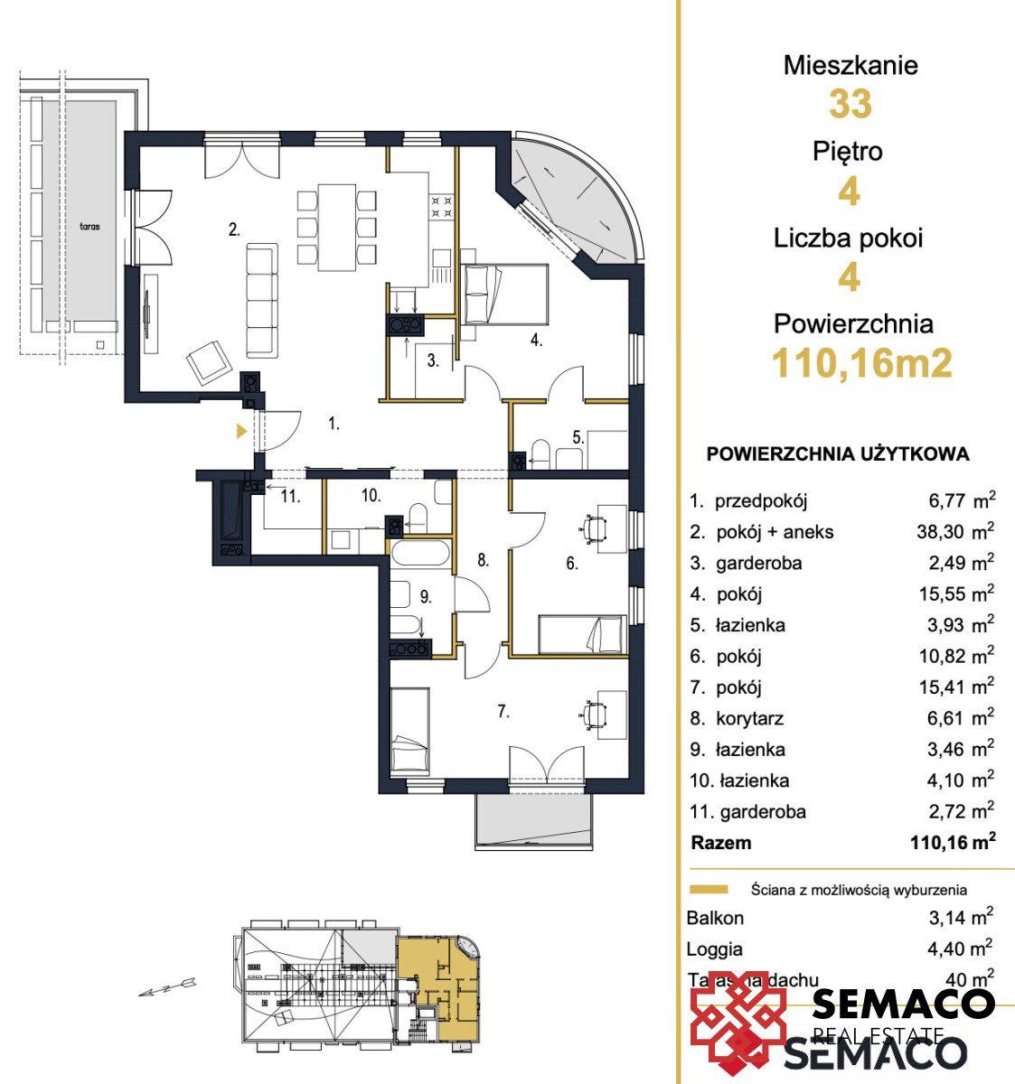 Taras 40m2/4 pok/110m2/Grzegórzki/bez prowizji - zdjęcie 7