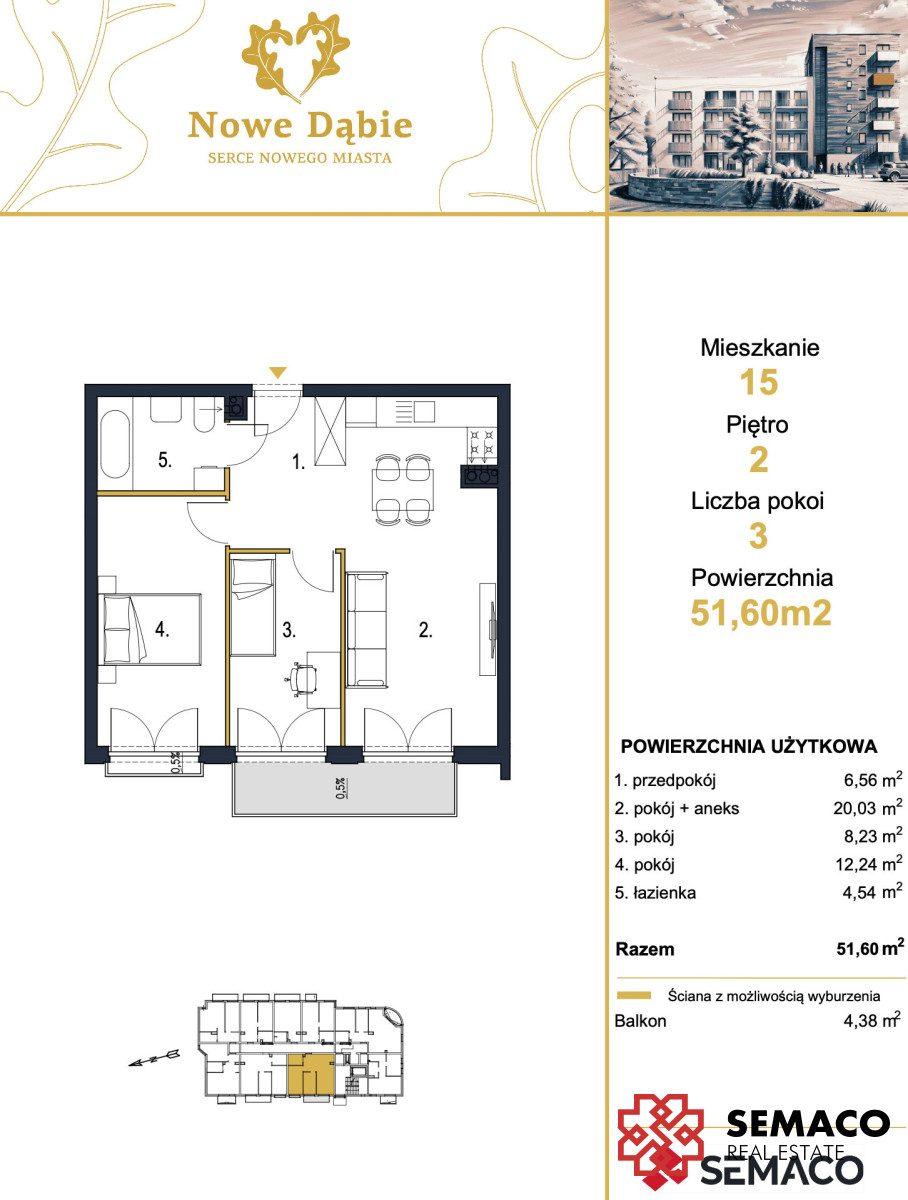 Przedsprzedaż, 3 pokoje, balkon, 51,6 m², 2 piętro - zdjęcie 9