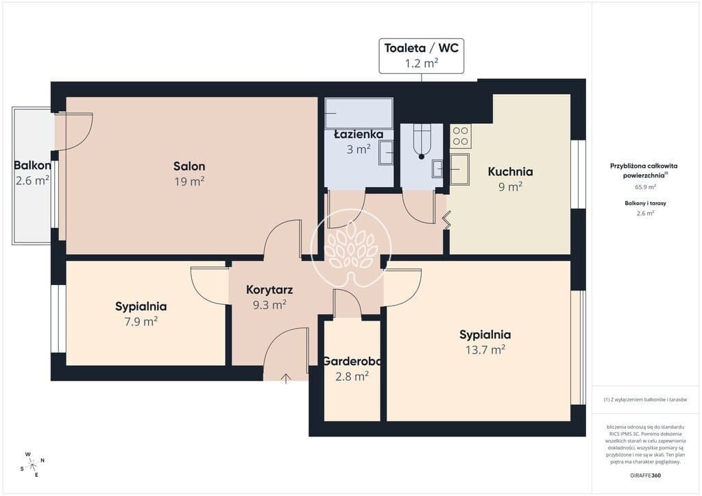 3 pokoje 66 m2 | 2 piętro | garderoba | balkon - zdjęcie 14