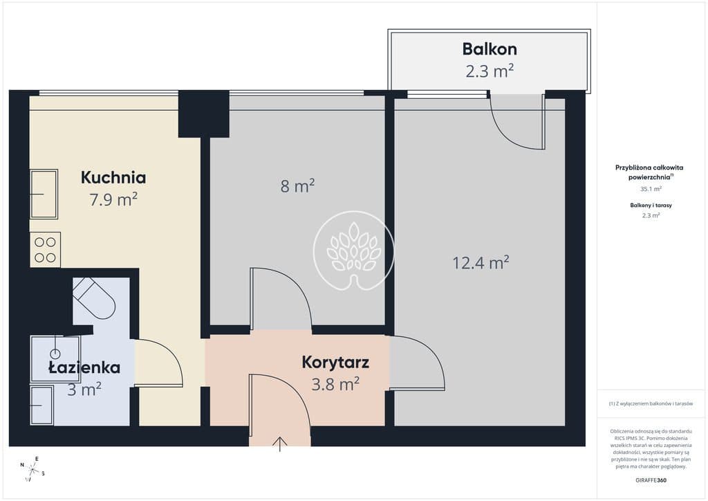 2 pokoje | 35,8 m² | balkon | parter - zdjęcie 12