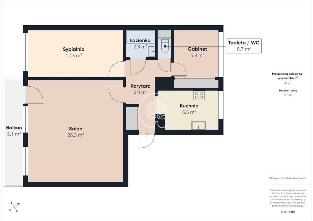 60,5 m², 3 POKOJE I ZERO REMONTU NA START - zdjęcie 20
