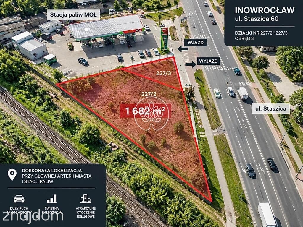 Inowrocław | Staszica 60 | Działka komercyjna przy stacji MOL - zdjęcie 2
