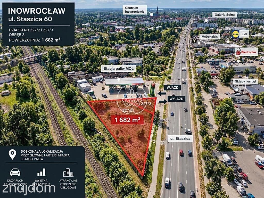 Inowrocław | Staszica 60 | Działka komercyjna przy stacji MOL