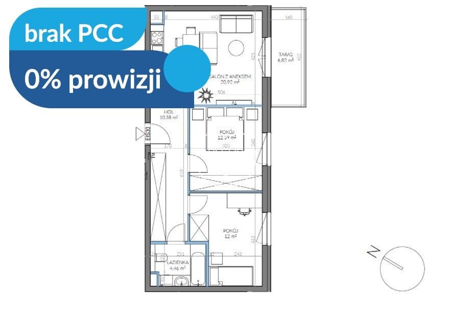 3 pokoje na Kapuściskach - 0% PROWIZJI