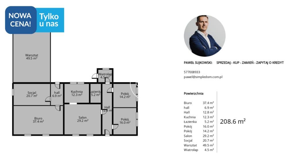 Dom wolnostojący 160m2 z warsztatem 50m2 - zdjęcie 5