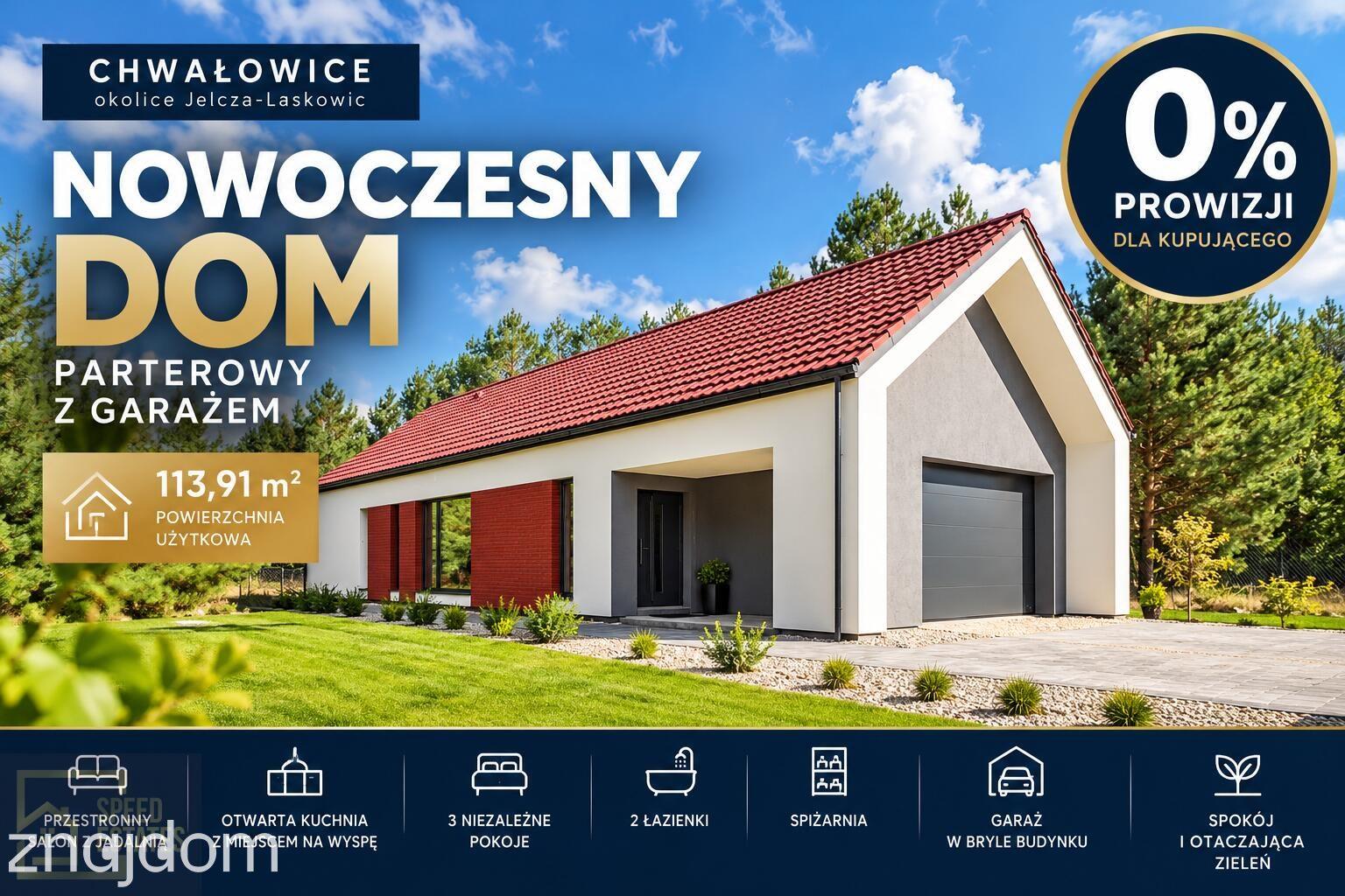 NOWOCZESNY DOM PARTEROWY Z GARAŻEM W OTOCZENIU LASU