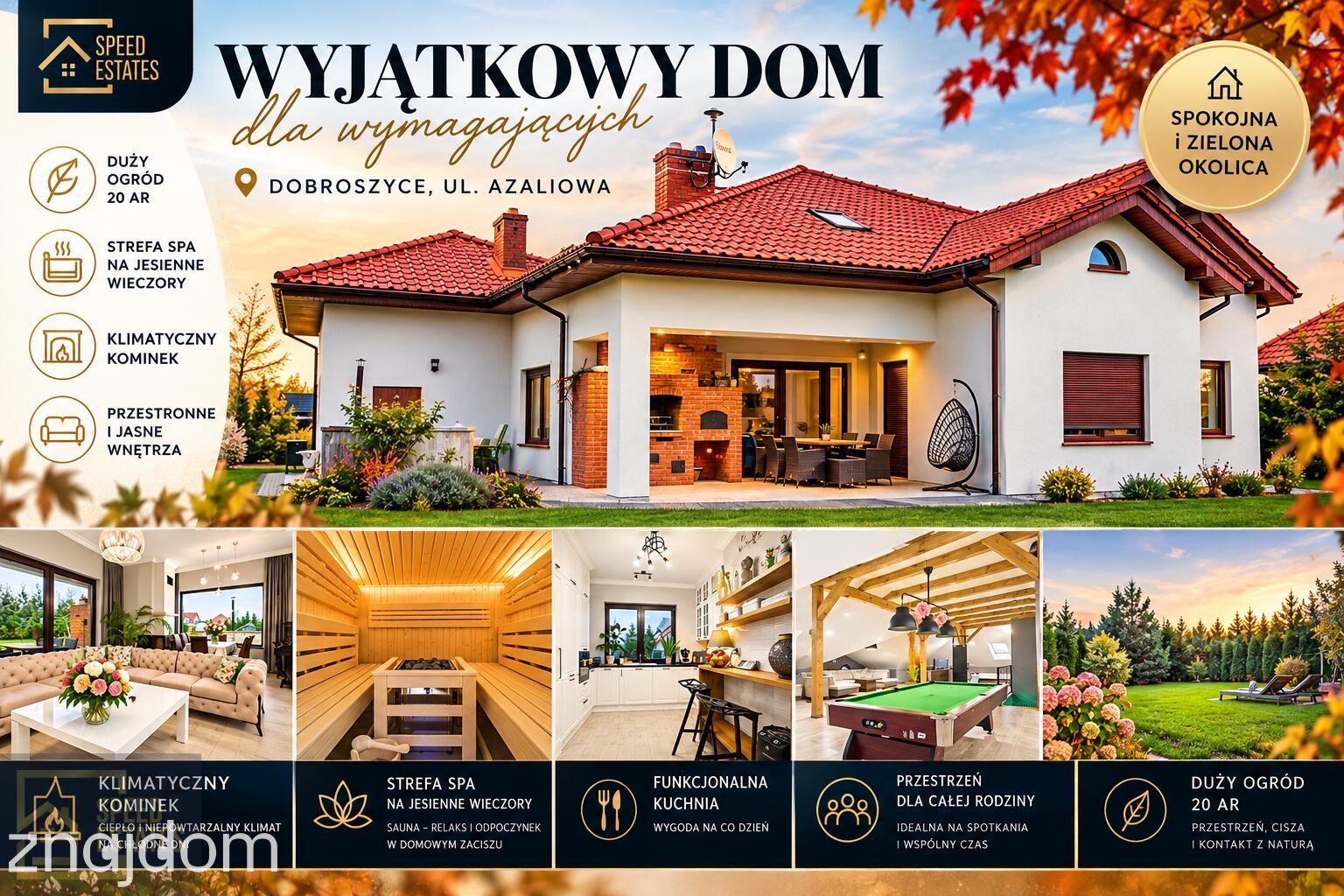 Parterowy dom z sauną| 20 ar działka| Fotowoltaika|Pompa ciepła