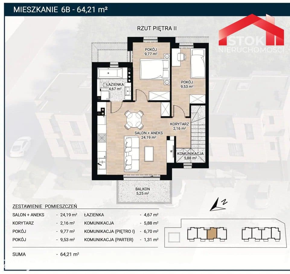 3-pokojowy apartament z miejscem postojowym