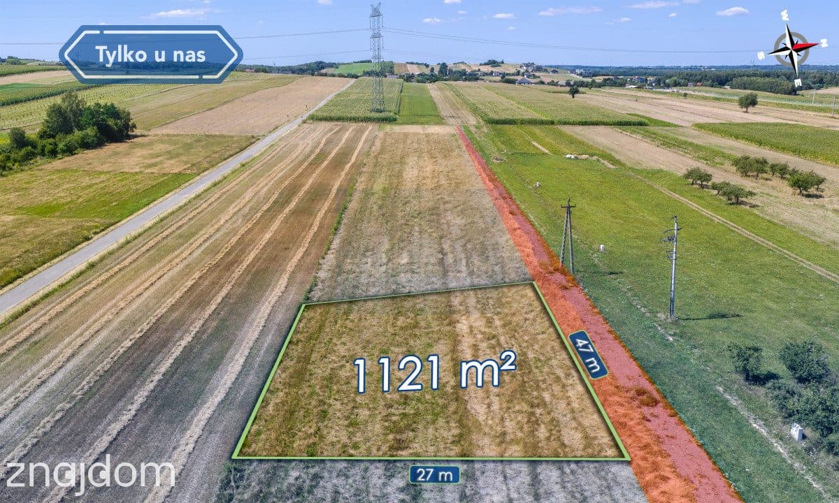Działka budowlana 1121 m² wymiarowa Zawada, Mstów - zdjęcie 2