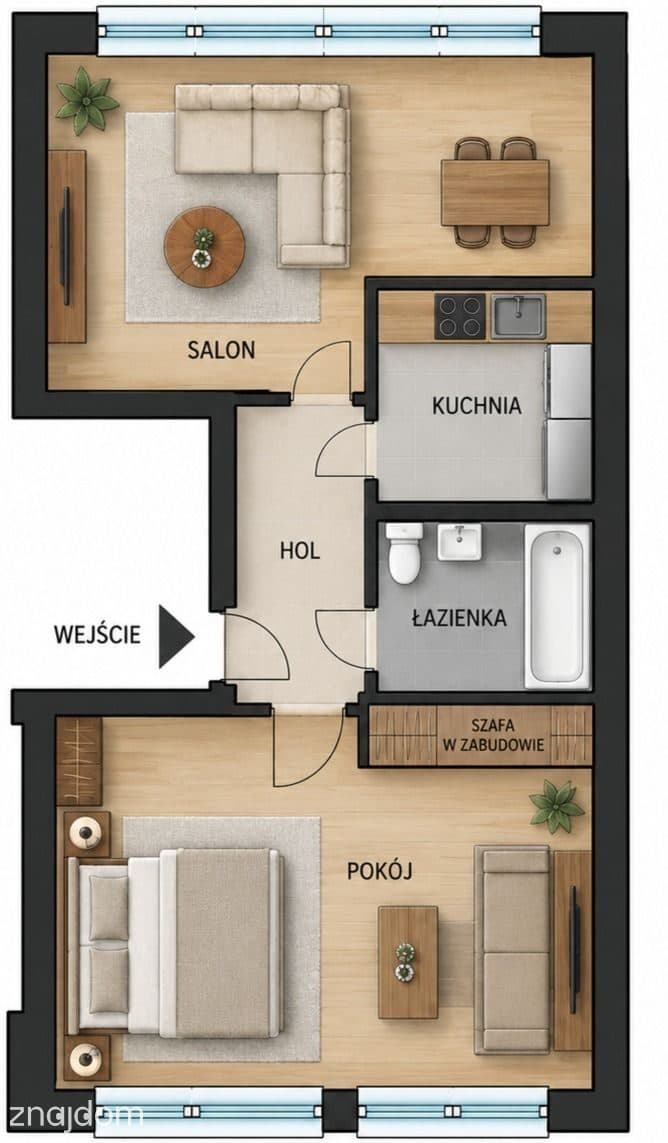 Stare Bielany | 47,5 m² | 2 pokoje | parter - zdjęcie 18