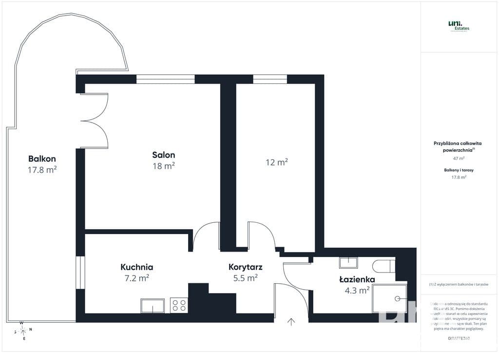 Balkon 18 m² | 2 pokoje + kuchnia | Domagały - zdjęcie 14
