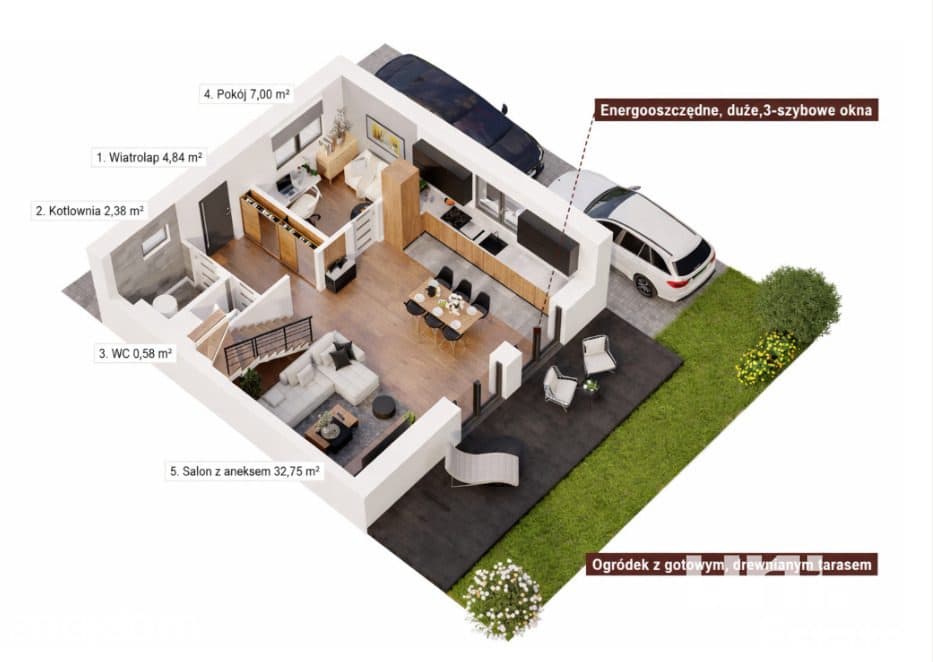 91m2 | 5 pokoi | ogród 148m2 | Kaszów - zdjęcie 8
