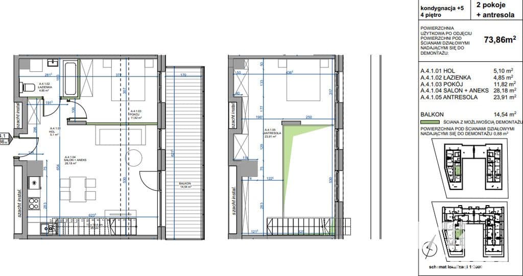 3 POKOJE I ANTRESOLA I 73,86 m2 I 0% PROWIZJI - zdjęcie 20