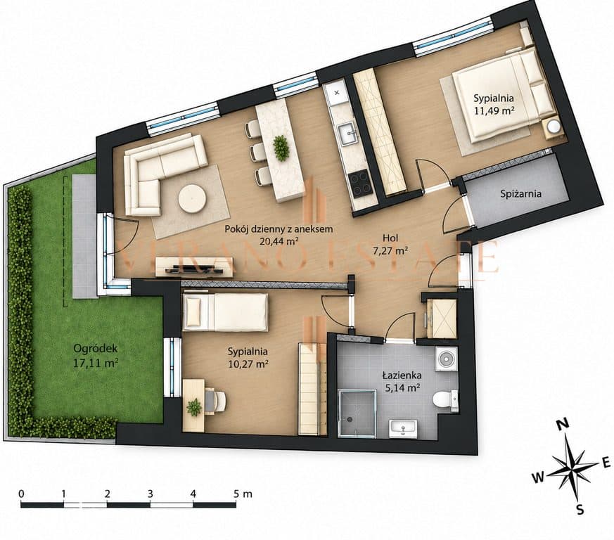 Urządzone 3 pokoje 58,28 m² z ogrodem 17 m² Włochy - zdjęcie 17