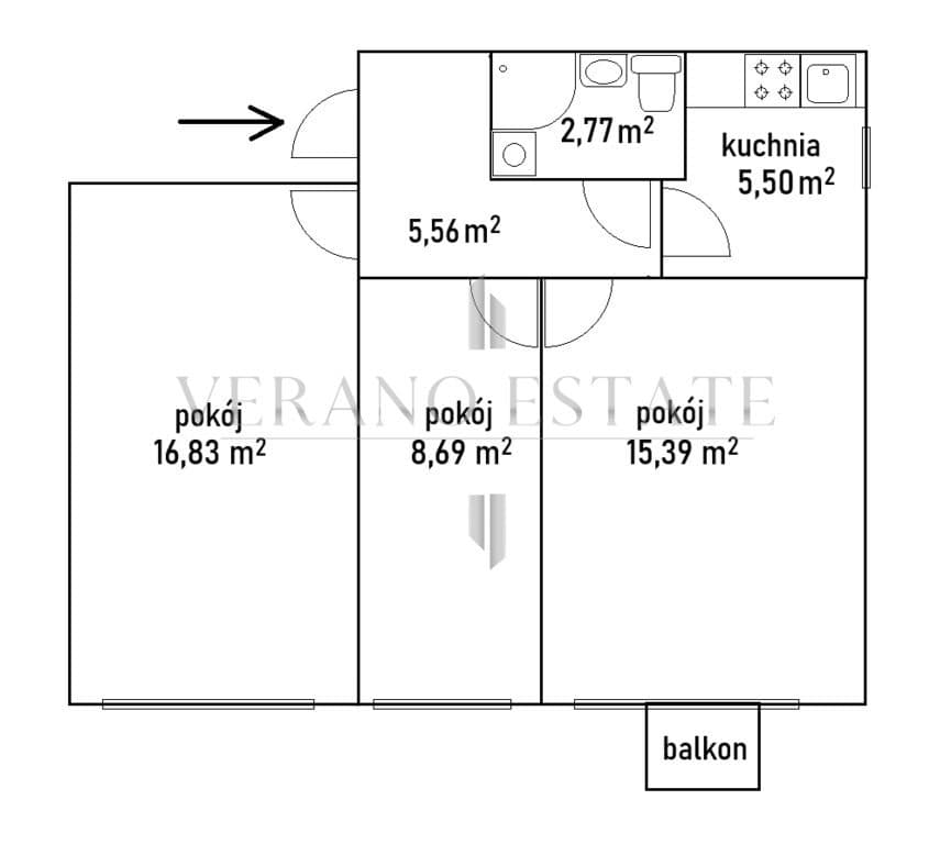 Własnościowe 3 słoneczne pokoje | balkon | 54,76m2 - zdjęcie 15