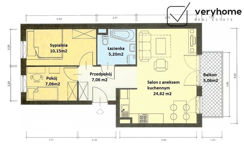 3-pokojowe mieszkanie 53,96 m² z m.post  i komórką - zdjęcie 16