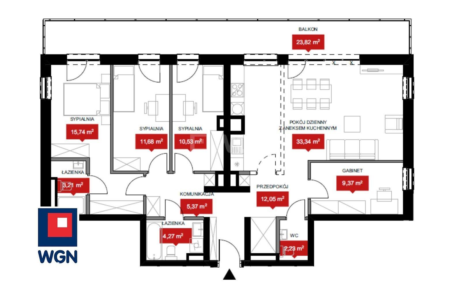 Mieszkanie na sprzedaż Wrocław - Nowoczesny apartament 5-pokojowy - 107,79 m2 z przestronnym balkonem 23,82 m2 - 3 piętro - Nowa inwestycja we Wrocławiu. - zdjęcie 3