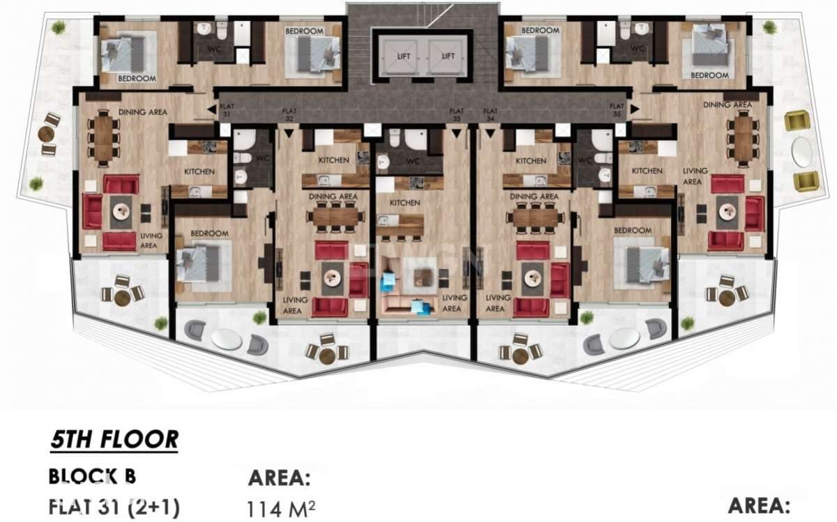 Mieszkanie na  sprzedaż Iskele - Luksusowe apartamenty 52 m2, środkowe piętro (1+1),Yeni Iskele, Cypr Północny. - zdjęcie 3