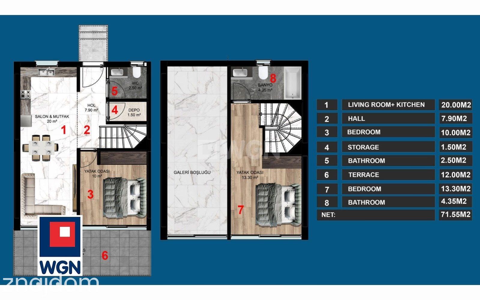 Mieszkanie na  sprzedaż Esentepe - Loft 2+1 z prywatnym tarasem na dachu łącznie 130 m2 w Esentepe - zdjęcie 6