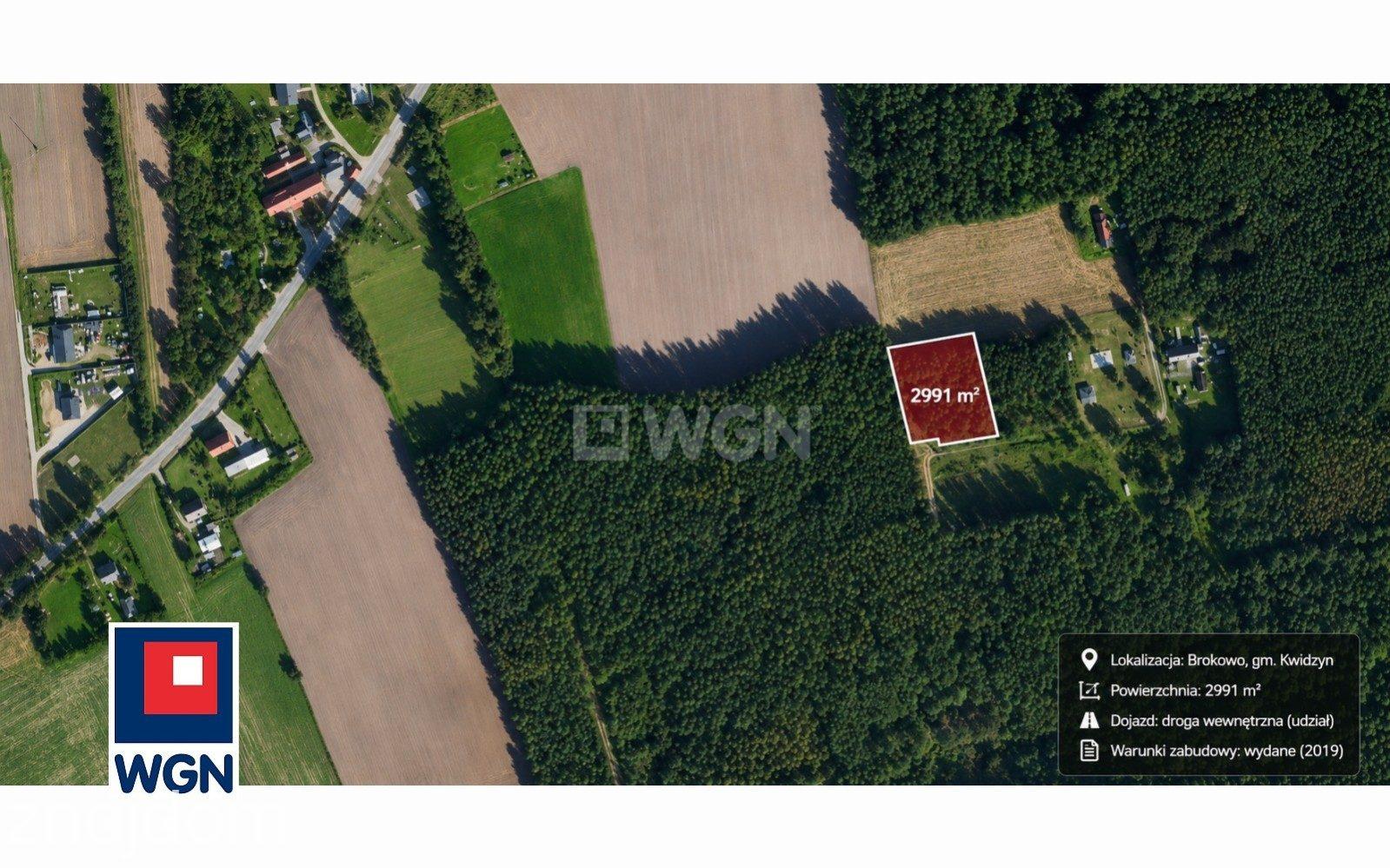 Grunt budowlany jednorodzinny na  sprzedaż Kwidzyn - Działka budowlana przy ścianie lasu - Brokowo Rakowieckie, gmina Kwidzyn