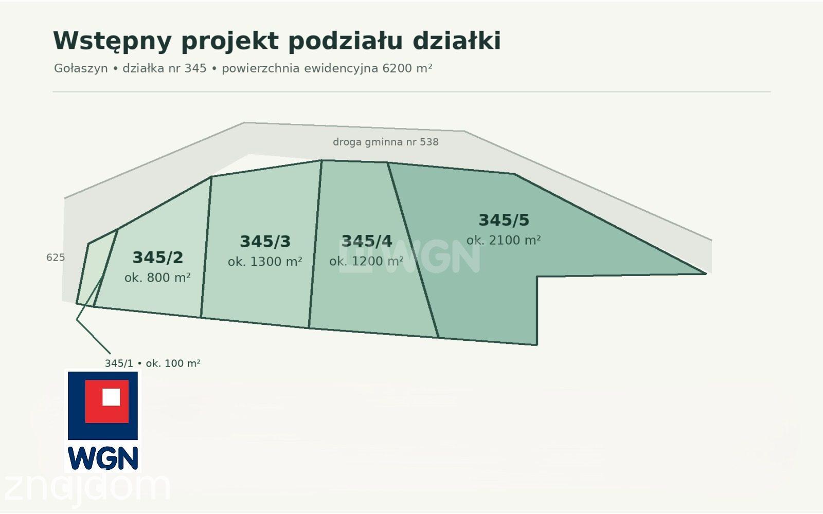 Grunt budowlany jednorodzinny na sprzedaż Gołaszyn - Gołaszyn, gm Nowe Miasteczko, działka 6200 m2 z warunkami zabudowy na 3 domy.