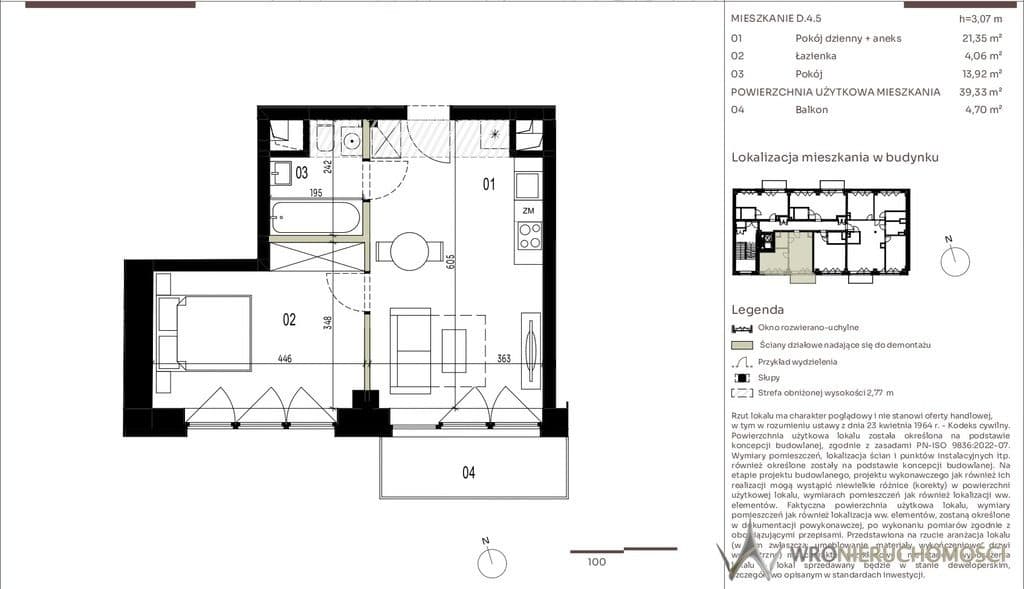 2 pokoje | 39,33 m² | balkon 4,70 m² | centrum Wrocławia - zdjęcie 2
