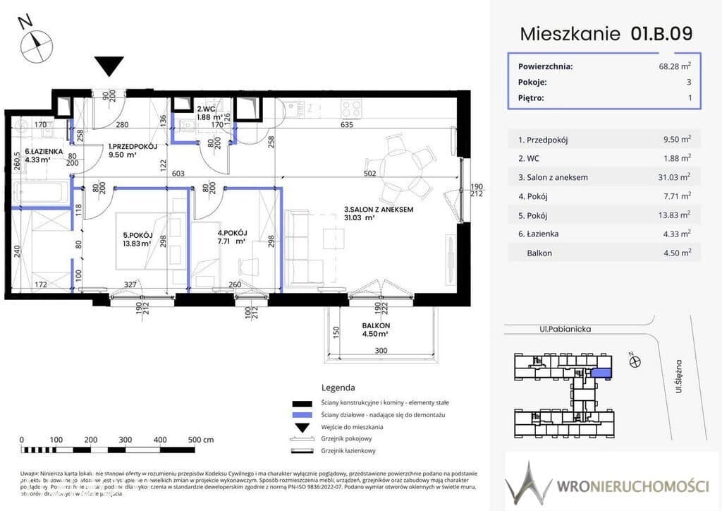 3 pokoje | 68,21 m² | 1 piętro | balkon | gotowe - zdjęcie 2