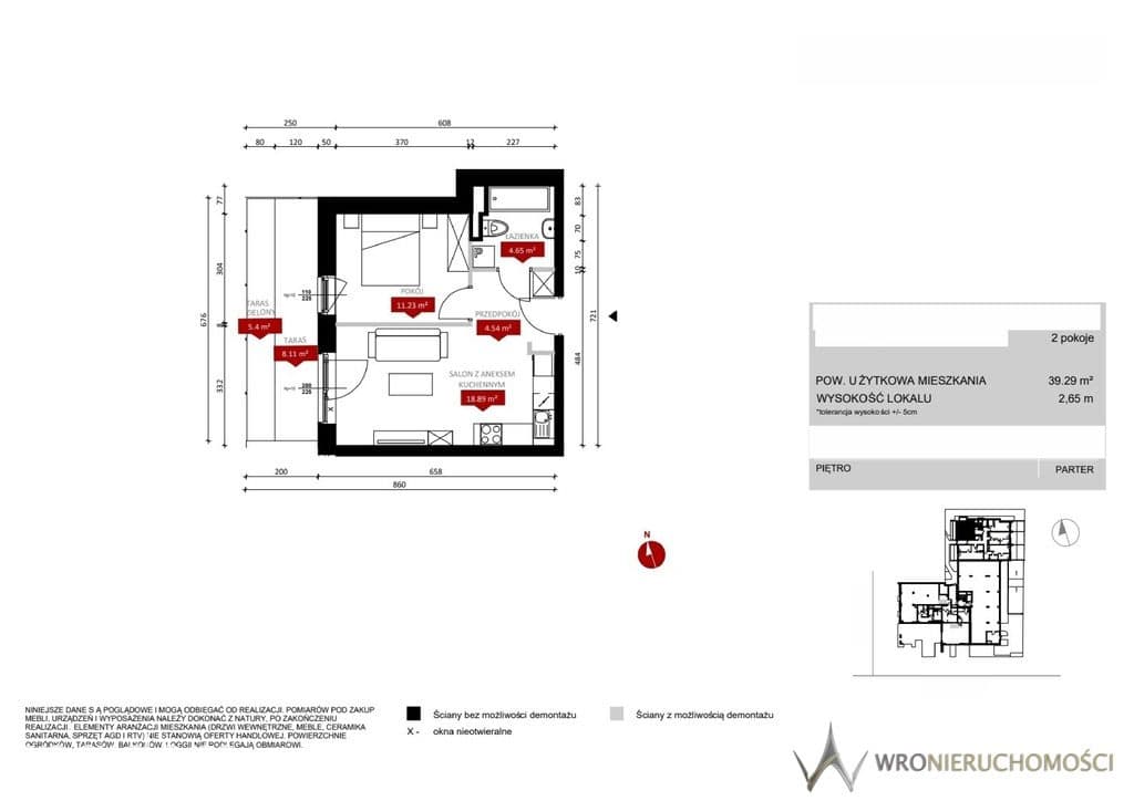 2 pokoje | 39,29 m² | parter | ogródek | Wrocław - zdjęcie 2