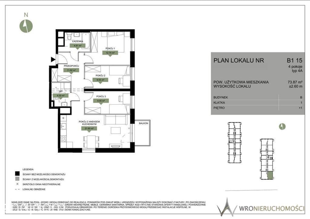 Nowe mieszkanie 4 pokoje, 73,87 m² – Iwiny - zdjęcie 2