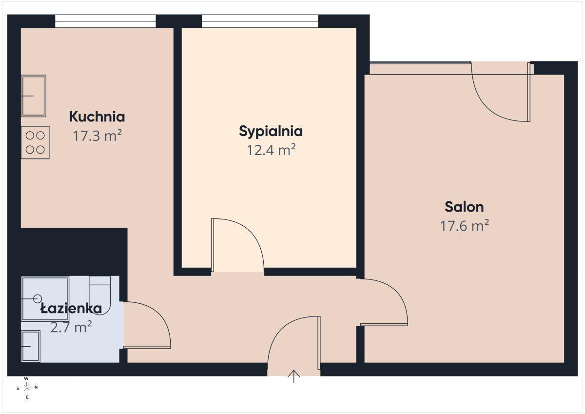2 pokoje z balkonem | 51,3 m2 | Północ - zdjęcie 15