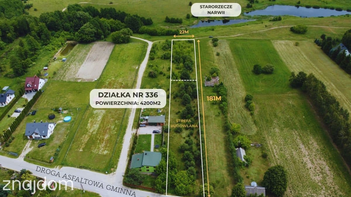 Działka budowlana z widokiem na starorzecze Narwi