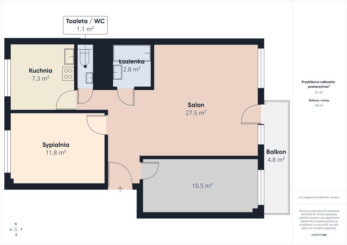 3 pokoje | 61,5 m² | duży balkon | os. Przyjaźń - zdjęcie 20