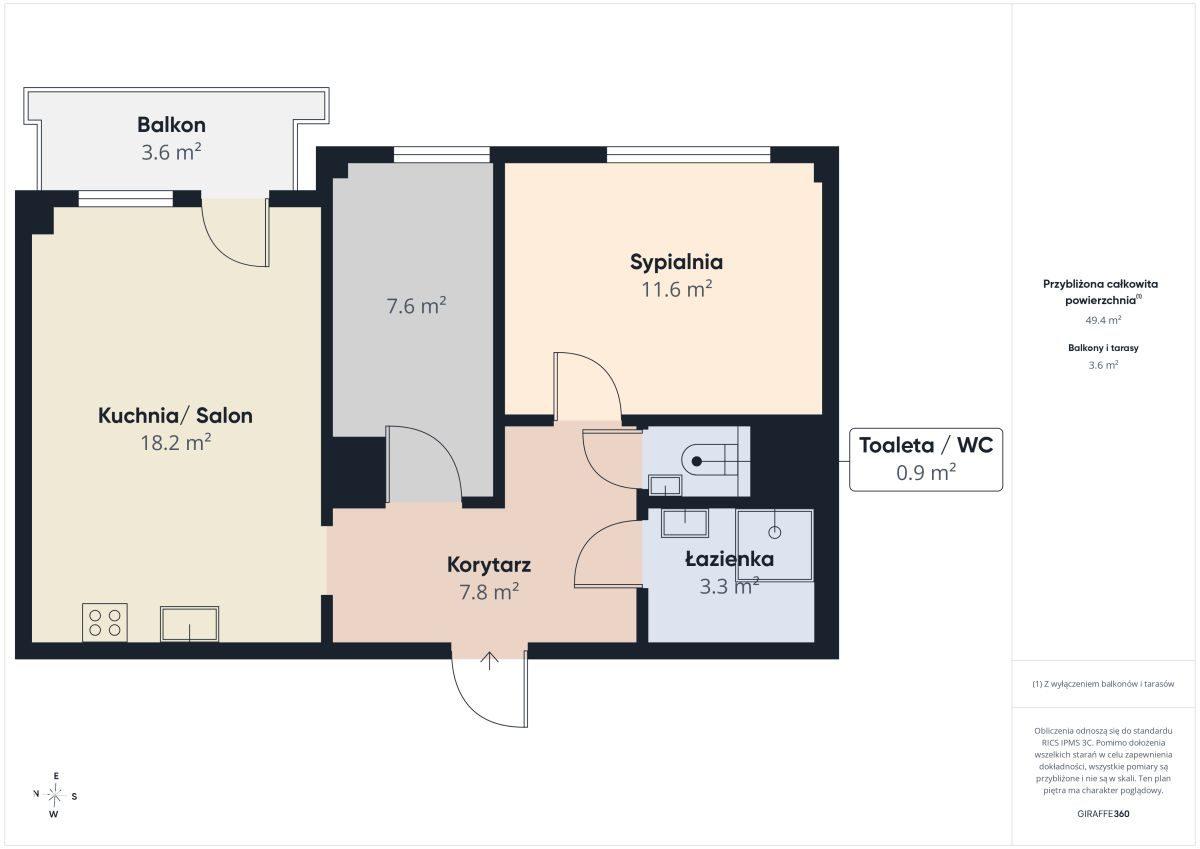 3 pokoje| 51 m² | Klimatyzacja | Duży balkon - zdjęcie 20